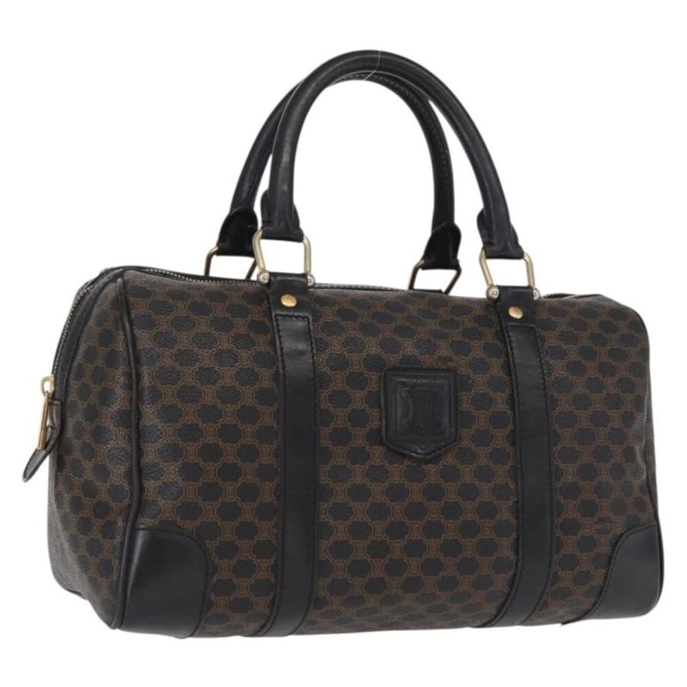 Celine Vintage Duffle Macadam Coated Canvas Black Canvas Handbag